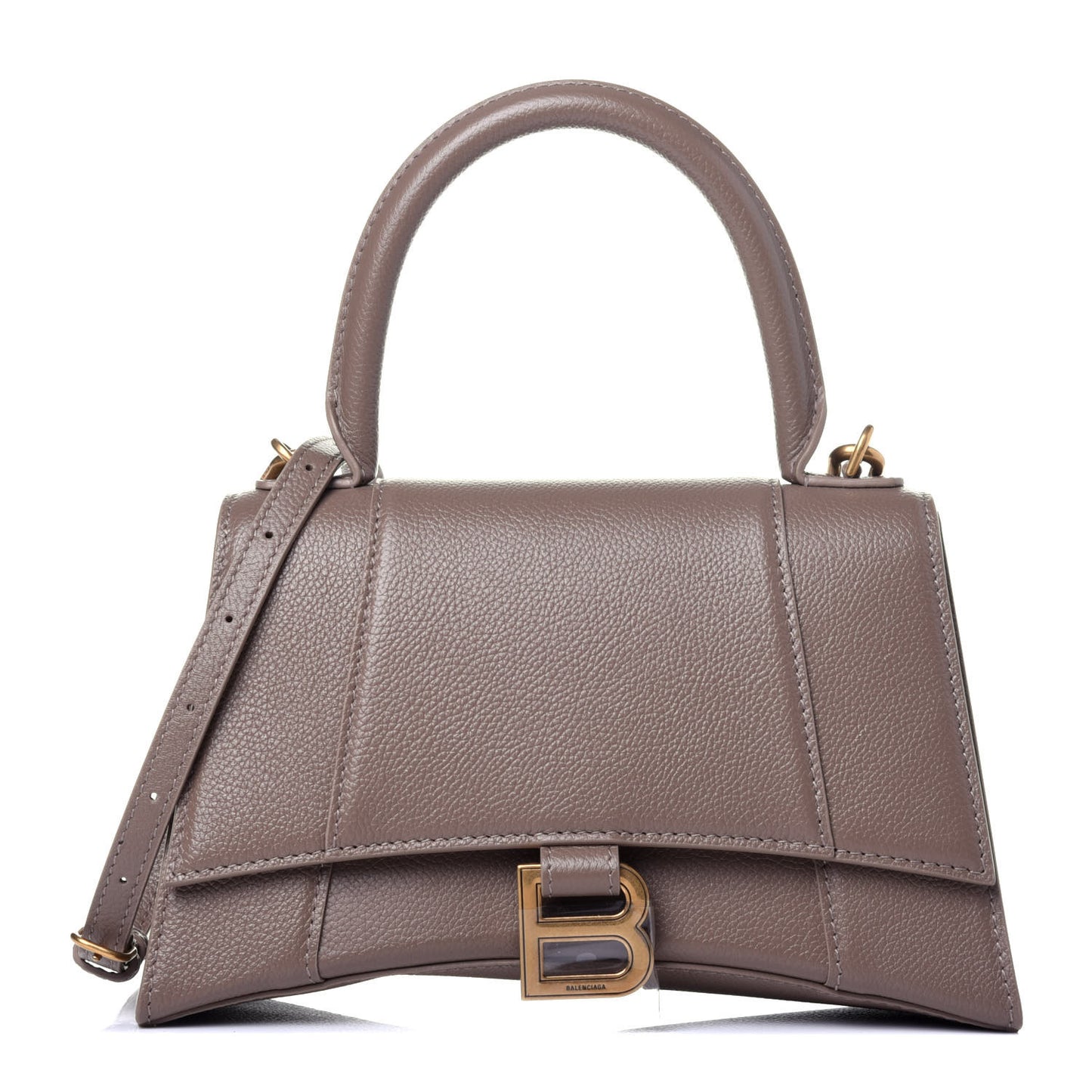 Grained Calfskin Small Hourglass Top Handle Bag Mink Grey