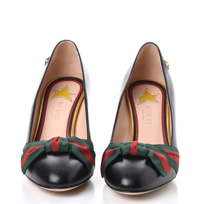 Gucci Malaga Kid Web Bow Aline Pumps 37 Black 2 of 9