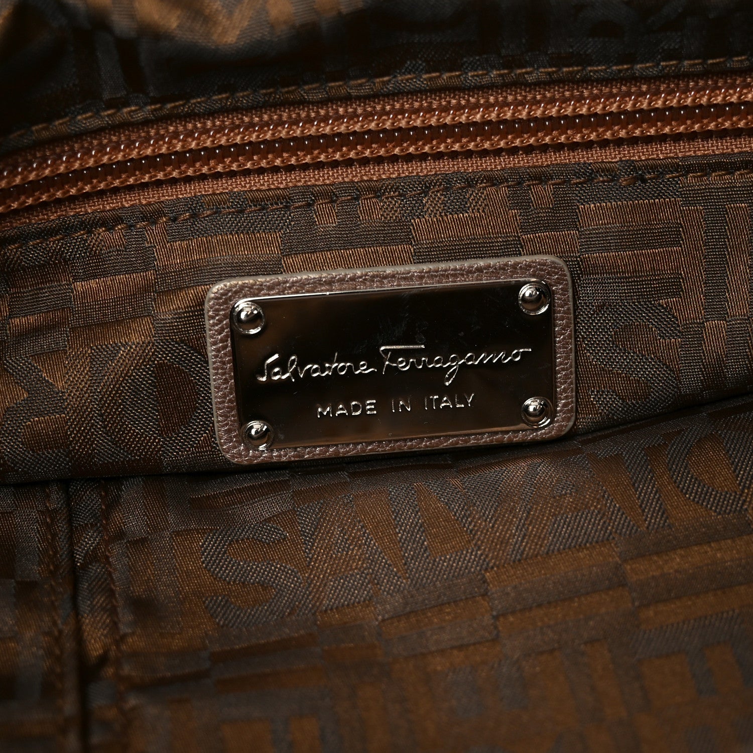 Salvatore Ferragamo Calfskin Marisa Shoulder Bag Bronze 1849761