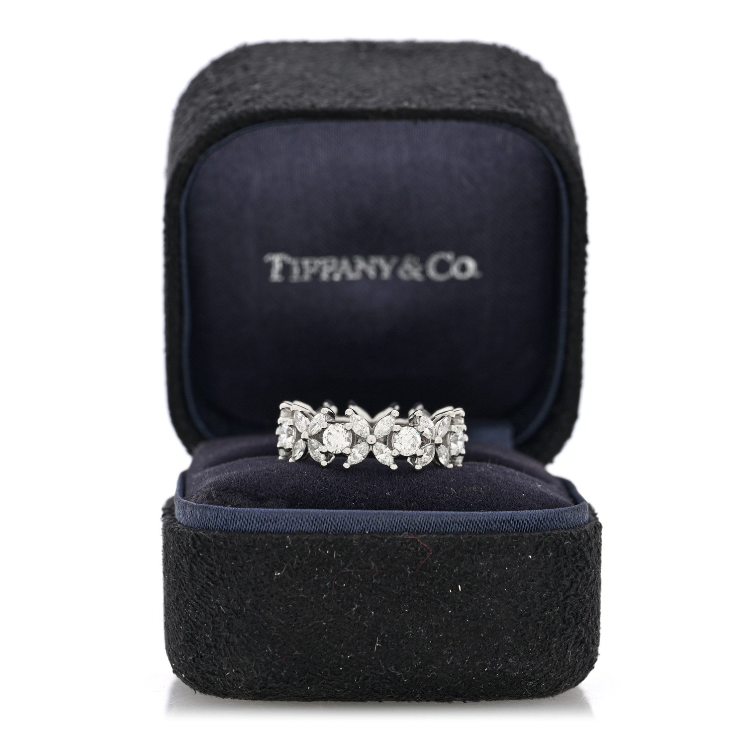 Tiffany Platinum Diamond Victoria Alternating Band Ring 52 6 5 of 5