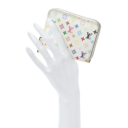 Louis Vuitton Monogram Multicolor Zippy Coin Purse Wallet White Litchi 2 of 6