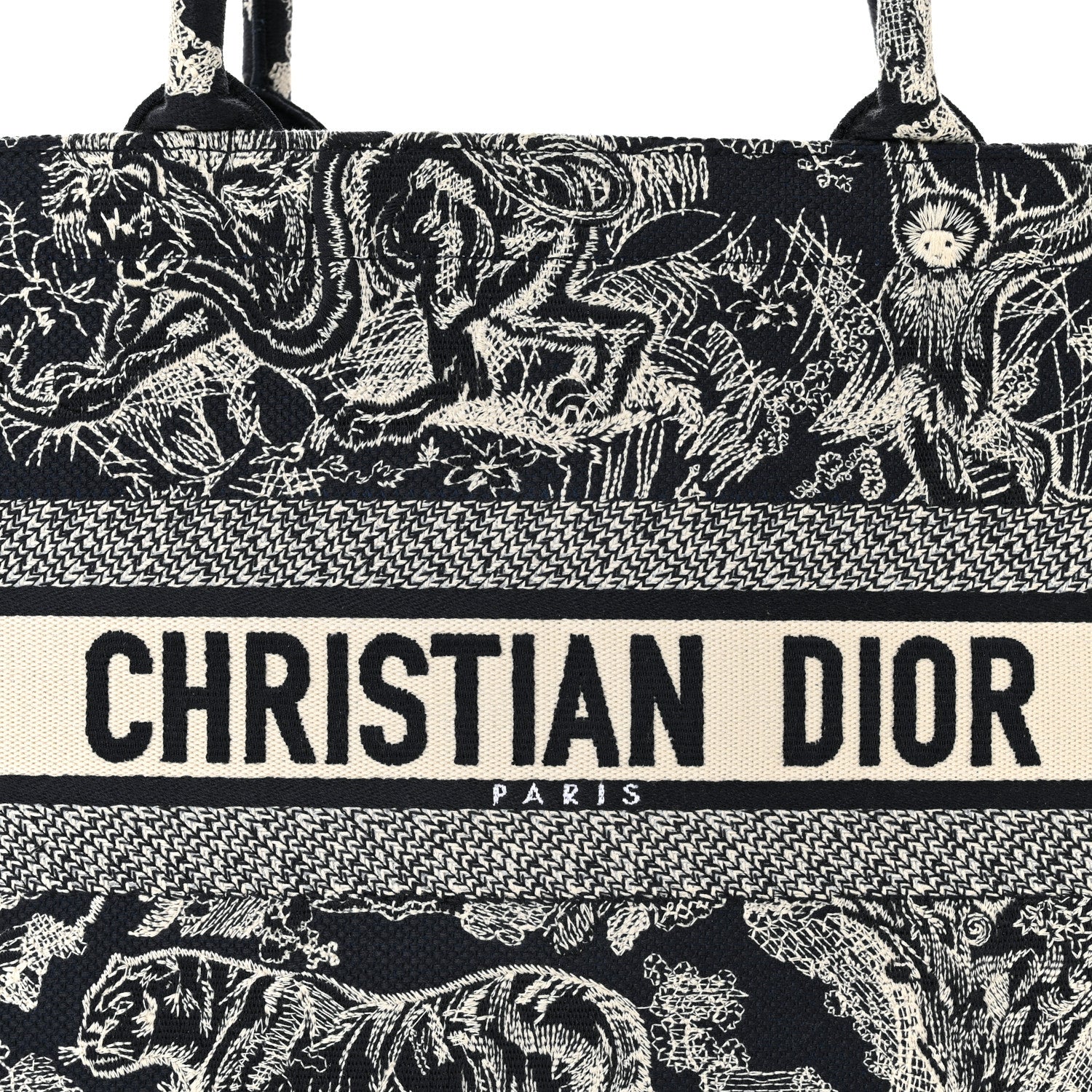 Christian Dior Canvas Embroidered Medium Toile De Jouy Reverse Book Tote Blue 8 of 10