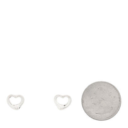 Tiffany Sterling Silver Elsa Peretti 11mm Open Heart Earrings 2 of 4