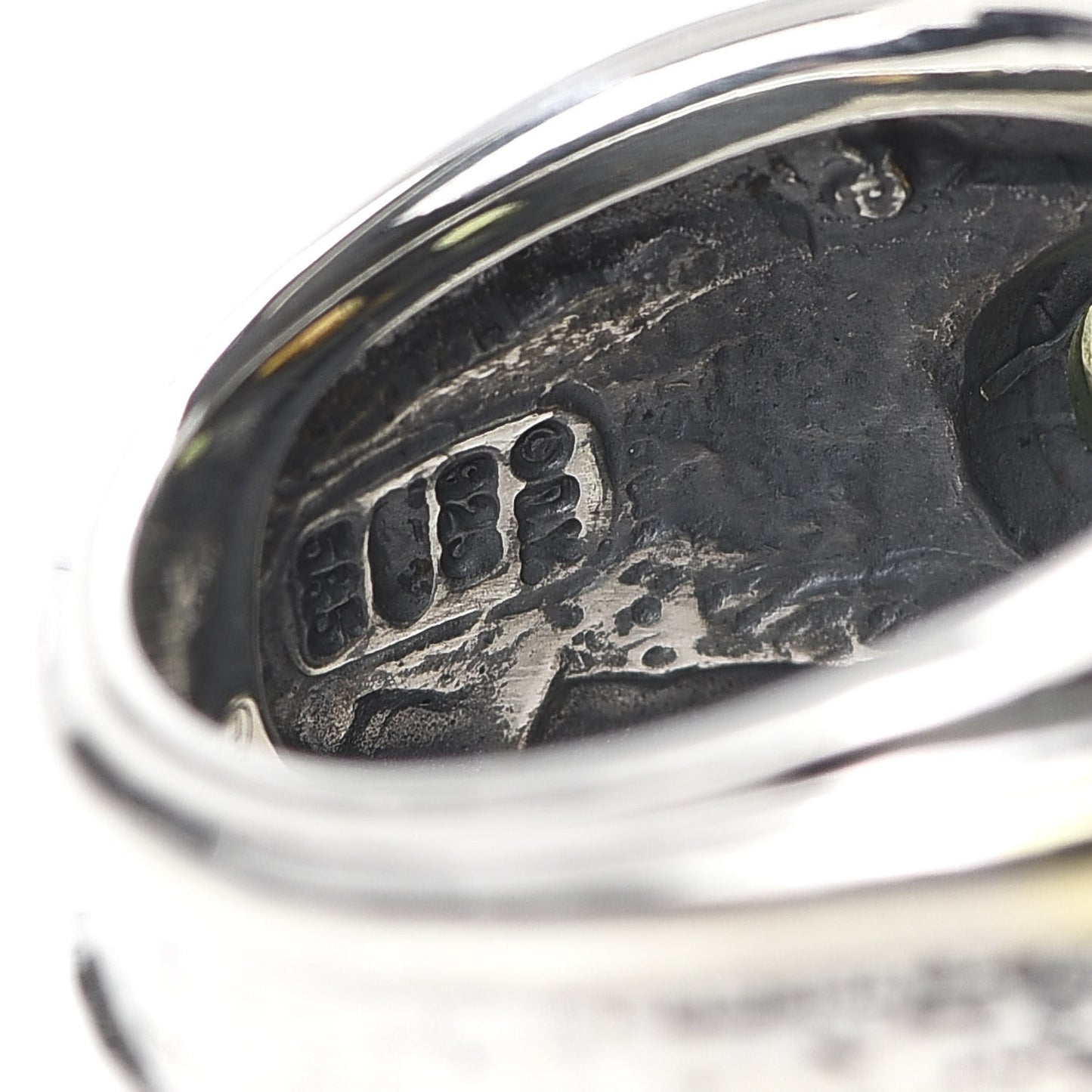 Sterling Silver 14K Yellow Gold Citrine Peridot 17mm Renaissance Ring 52 6