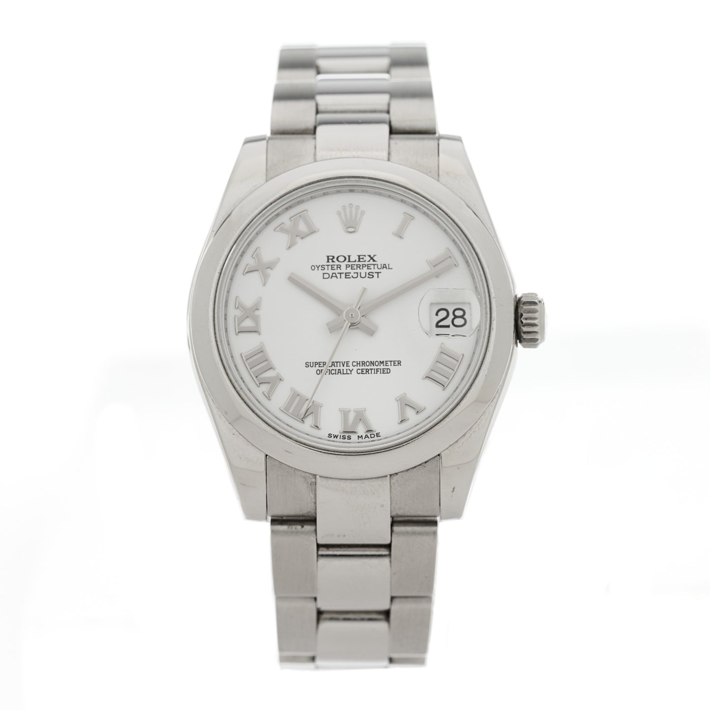 Stainless Steel 31mm Oyster Perpetual Datejust Watch White Roman 178240