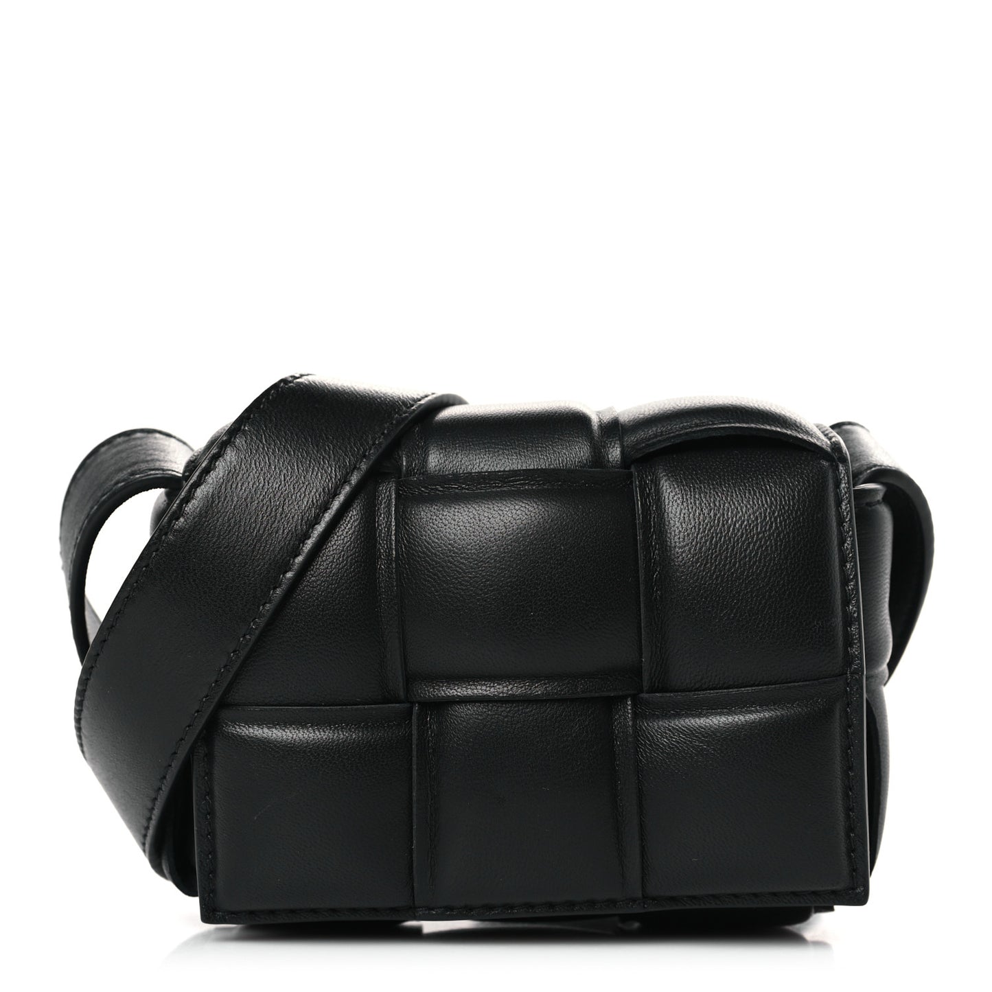 Lambskin Maxi Intreccio Padded Candy Cassette Crossbody Bag Black