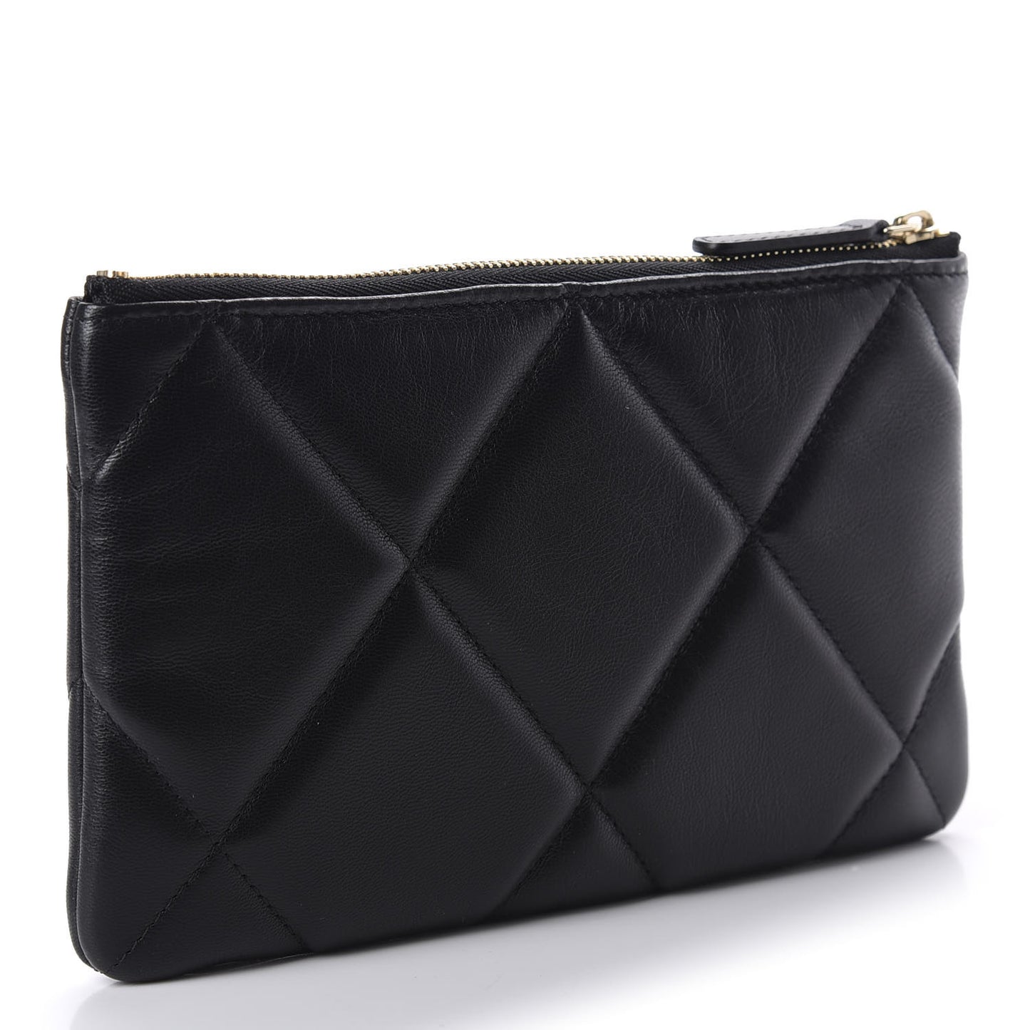 Shiny Goatskin Quilted 19 Cosmetic Case Black