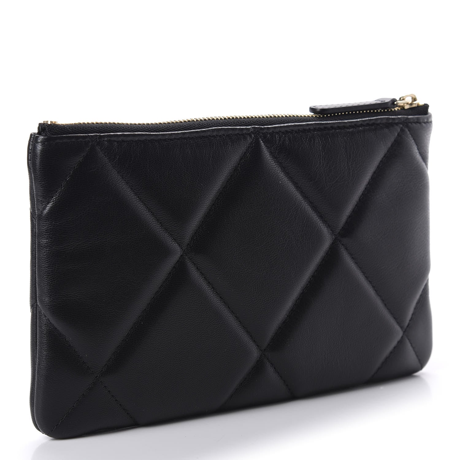 Chanel Shiny Goatskin Quilted 19 Cosmetic Case Black 2 of 7
