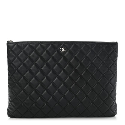 Chanel Lambskin Quilted Large Cosmetic Case Black 1 of 14