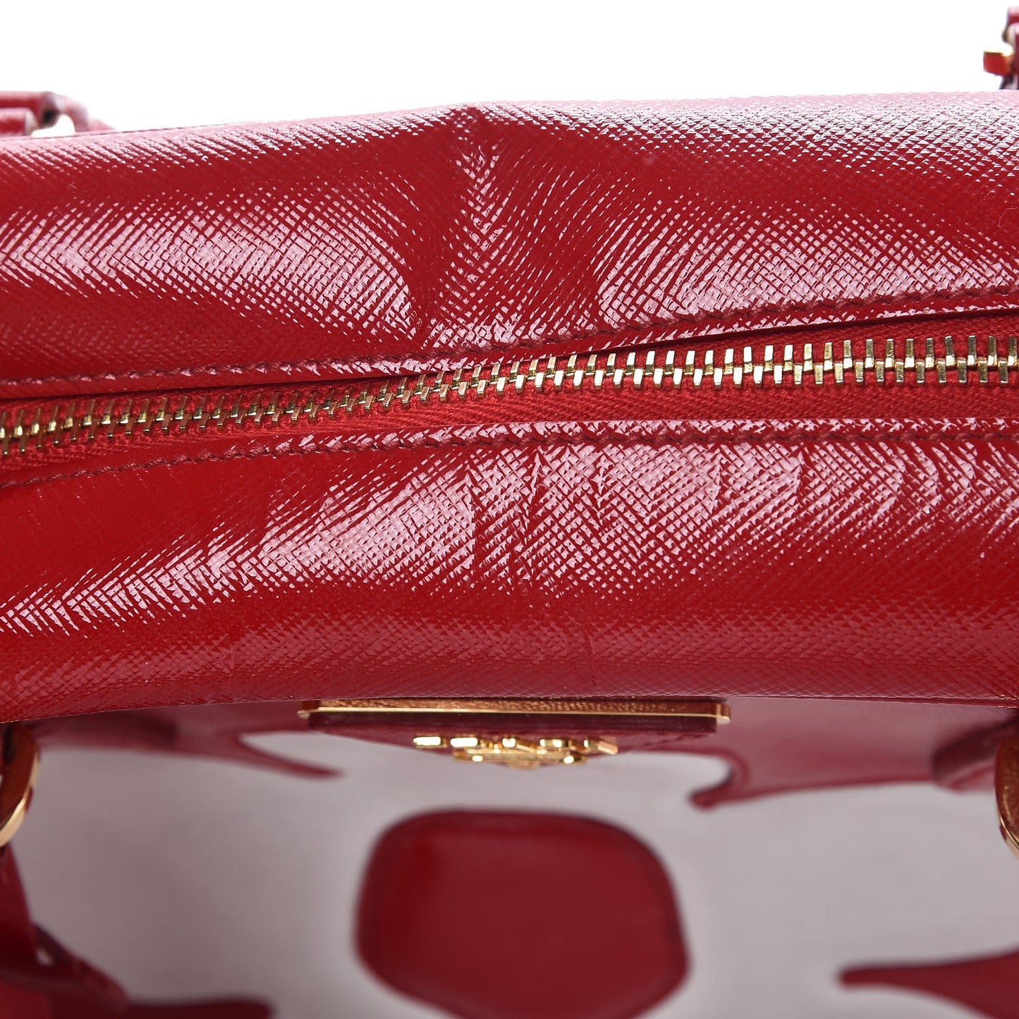 Saffiano Vernice Floral Bauletto Bag Rosso Bianco