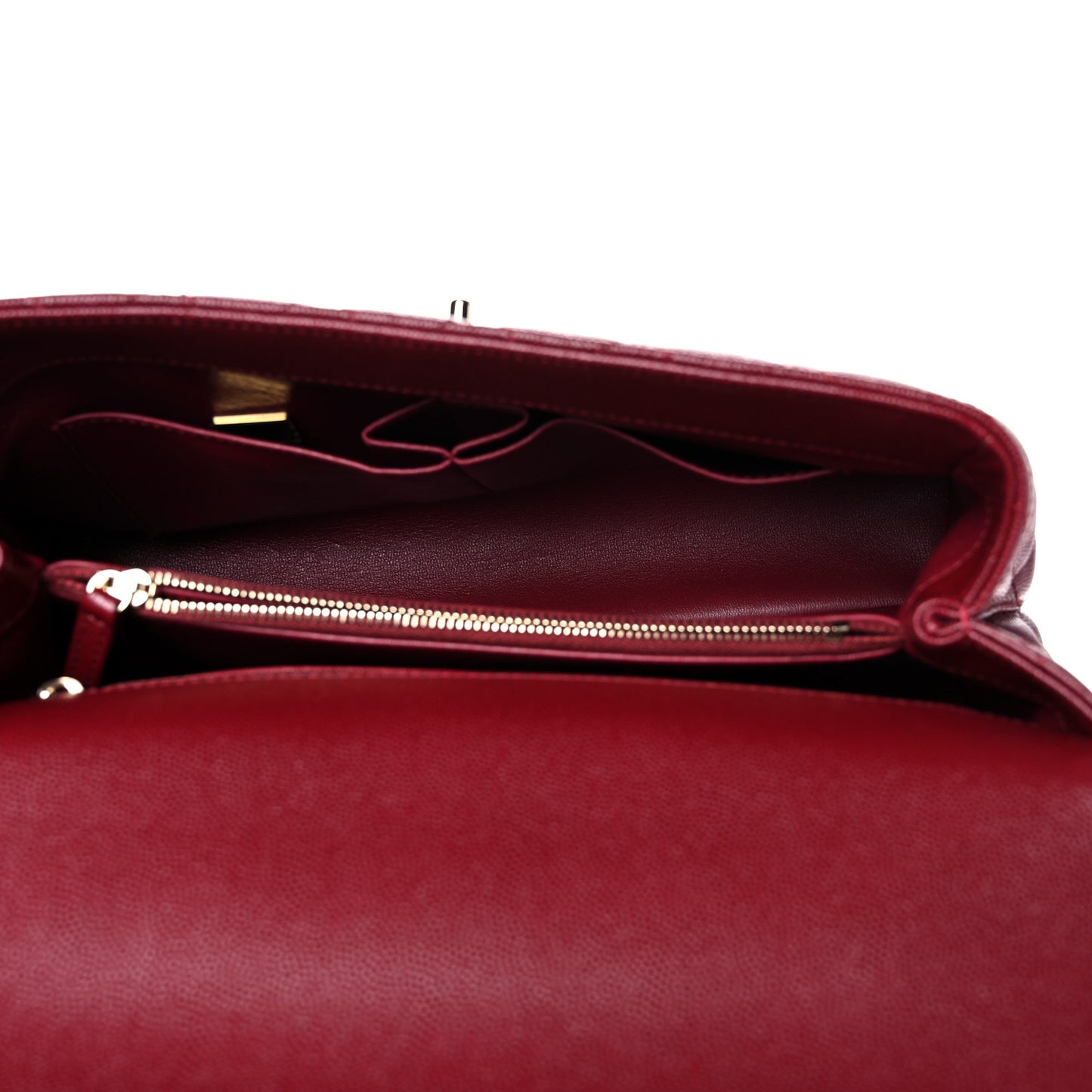 Caviar Lizard Embossed Quilted Small Coco Handle Flap Burgundy