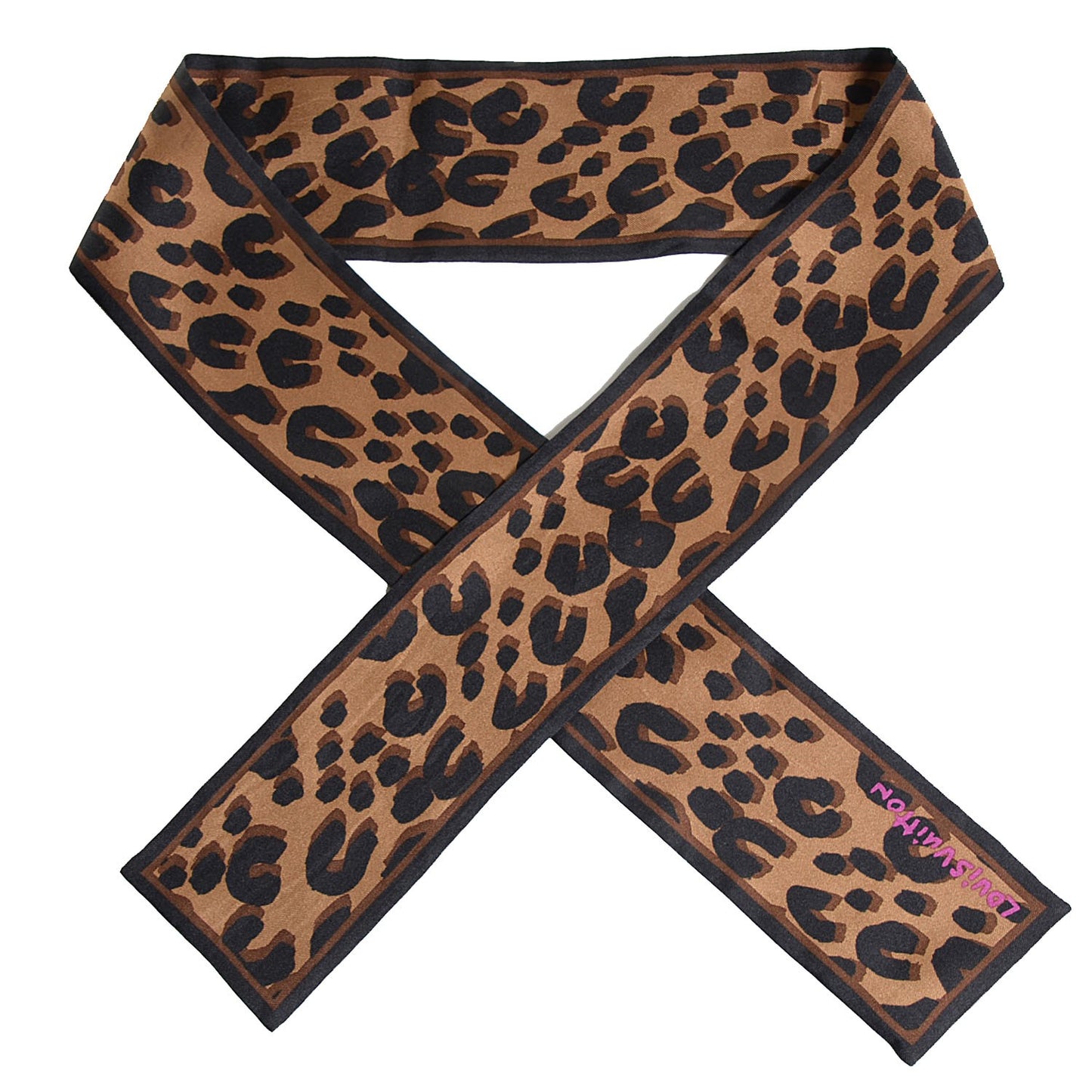 Silk Leopard Bandeau Scarf Marron