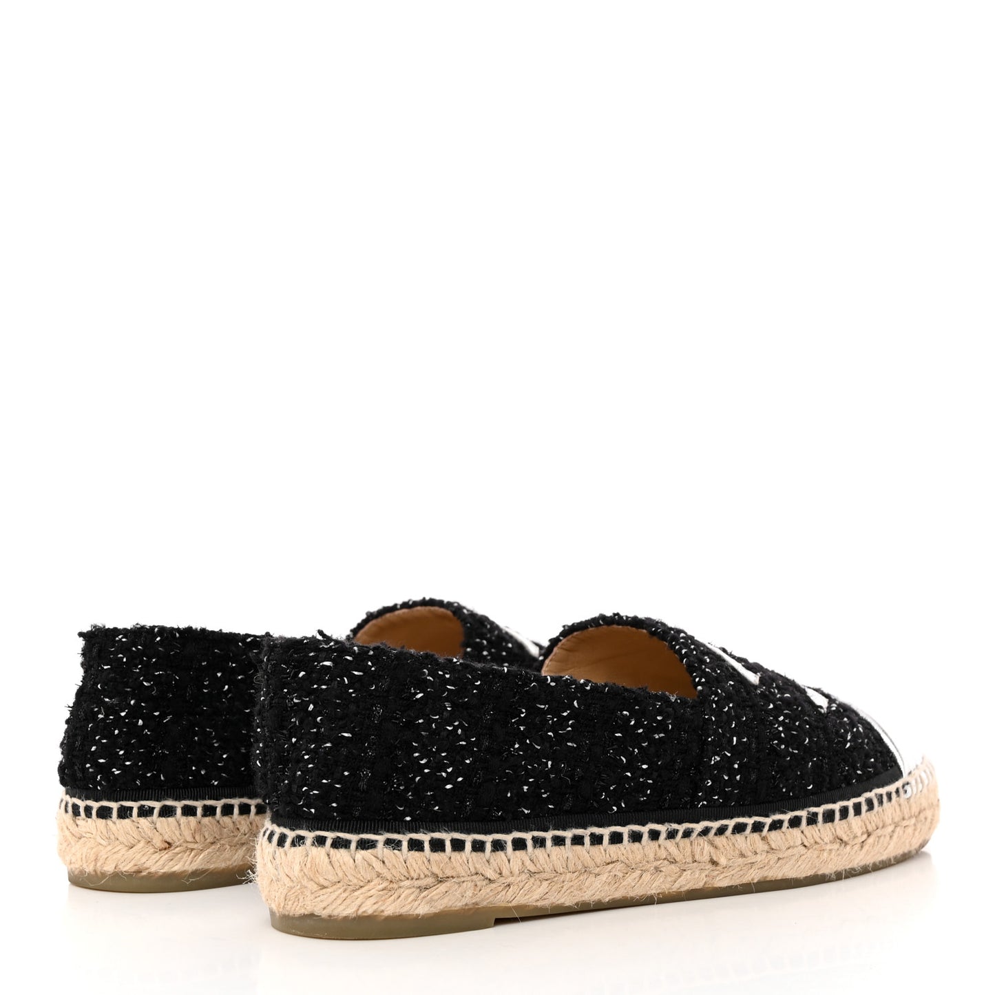 Metallic Lambskin Tweed CC Espadrilles 39 Black Silver
