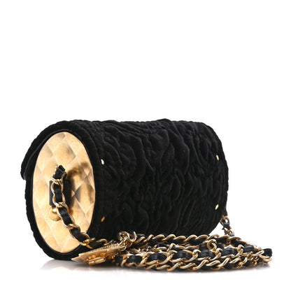 Chanel Velvet Camellia Embossed Jewel Belt Card Holder With Chain Black 3 of 10