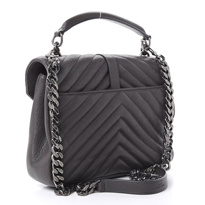 Saint Laurent Sheepskin Matelasse Chevron Monogram Medium College Bag Light Coal 3 of 12