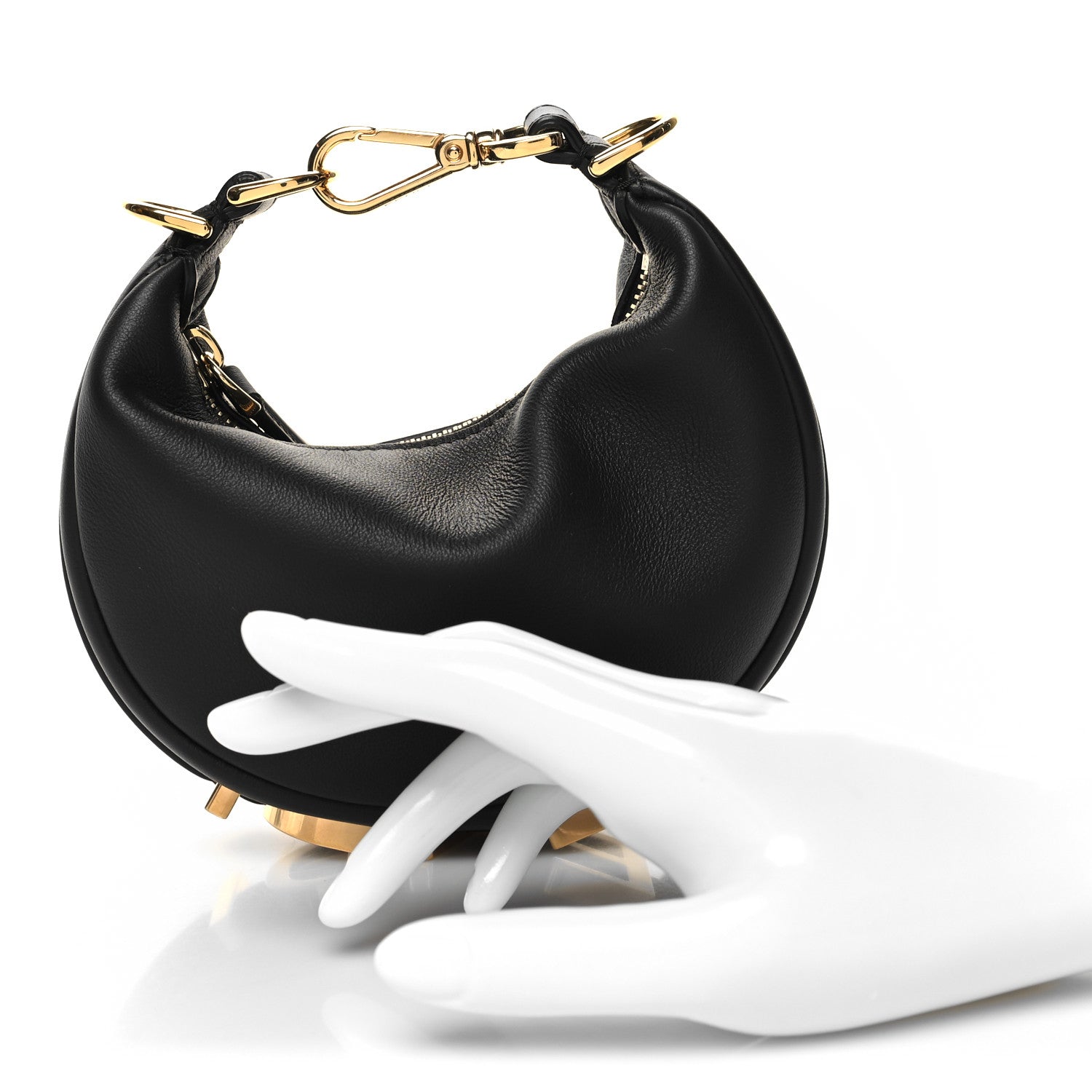 Fendi Vitello Grace Matte Nano Fendigraphy Hobo Charm Black 2 of 10