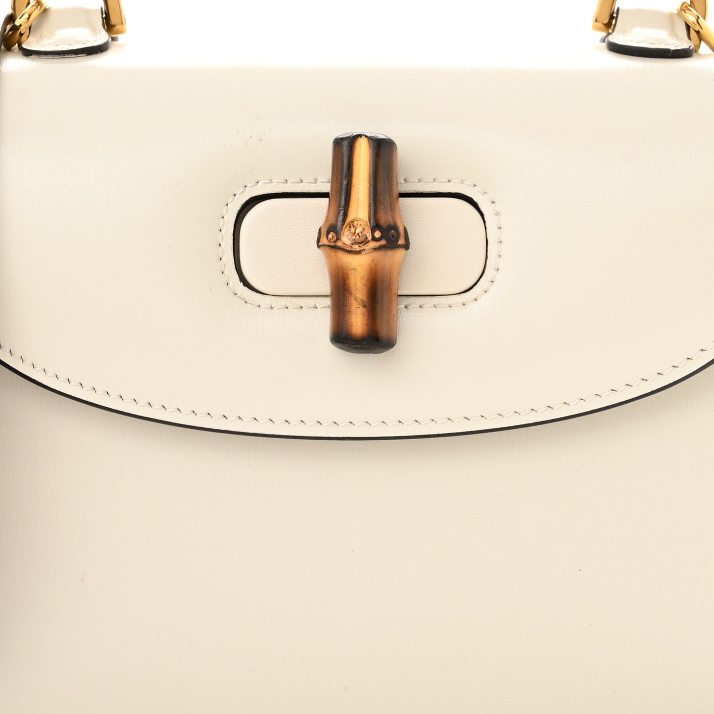 Boarded Dyana Lux Calfskin Web Small Bamboo 1947 Top Handle Bag Mystic White