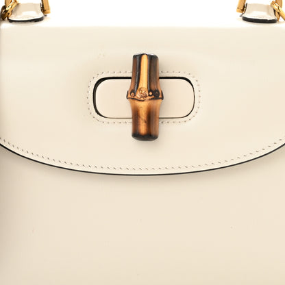 Gucci Boarded Dyana Lux Calfskin Web Small Bamboo 1947 Top Handle Bag Mystic White 9 of 12