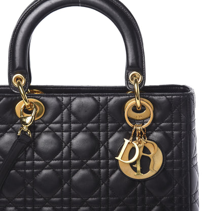 Christian Dior Lambskin Cannage Medium Lady Dior Black 9 of 9