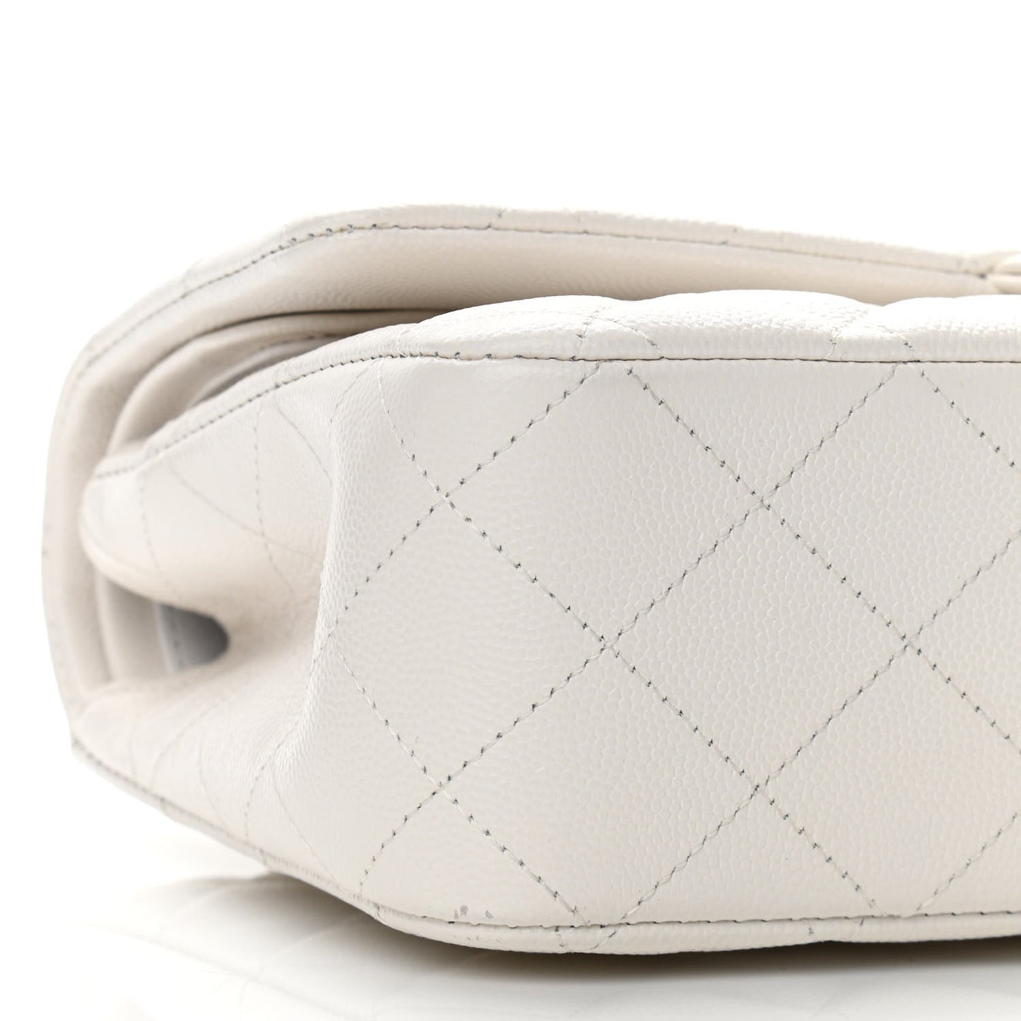 Caviar Quilted Medium Double Flap White