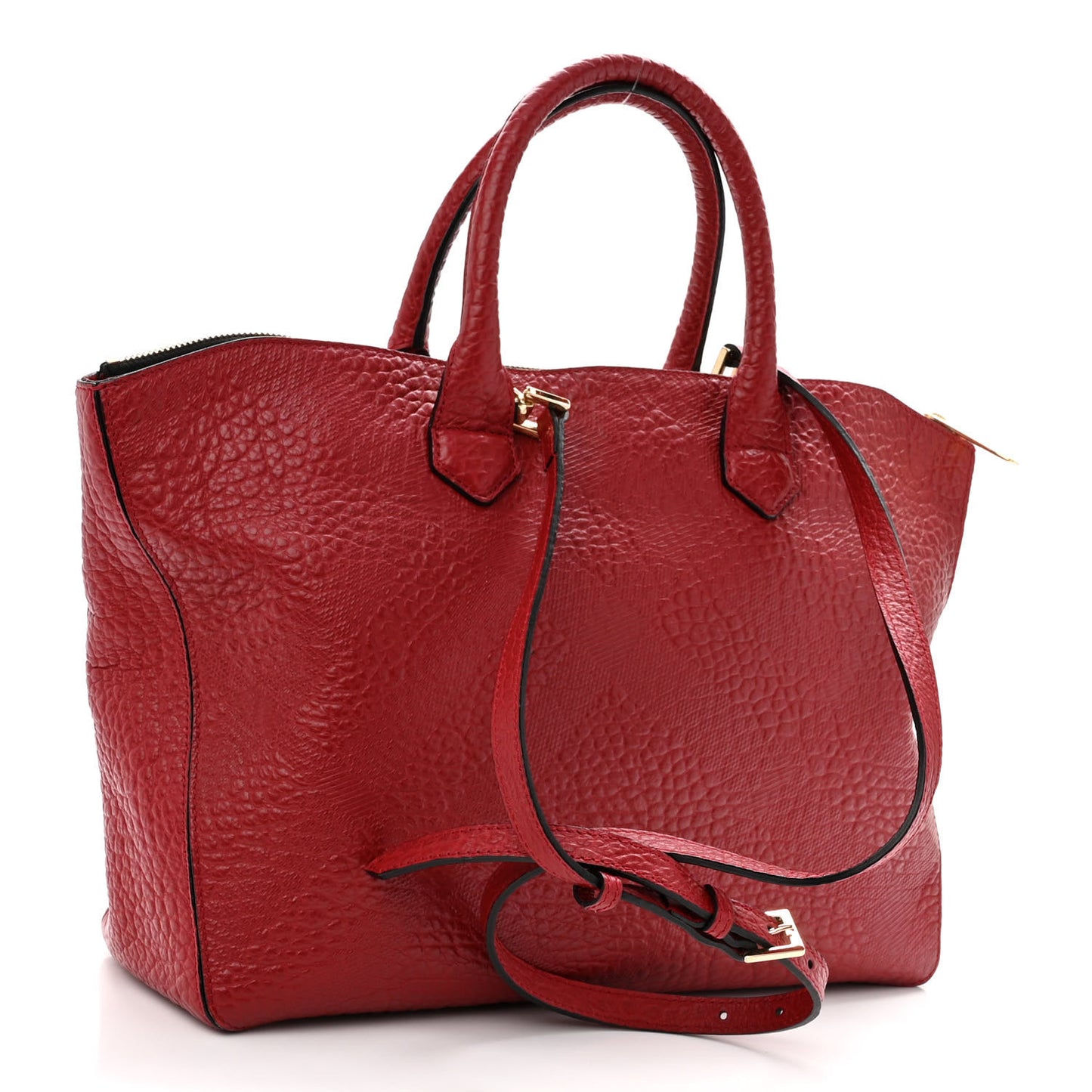 Heritage Grain Check Embossed Medium Dewsbury Tote Military Red