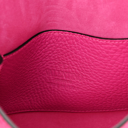 Valentino Garavani Pebbled Calfskin Enamel Monochrome Medium Rockstud Flip Lock Crossbody Bag Pink PP 6 of 9