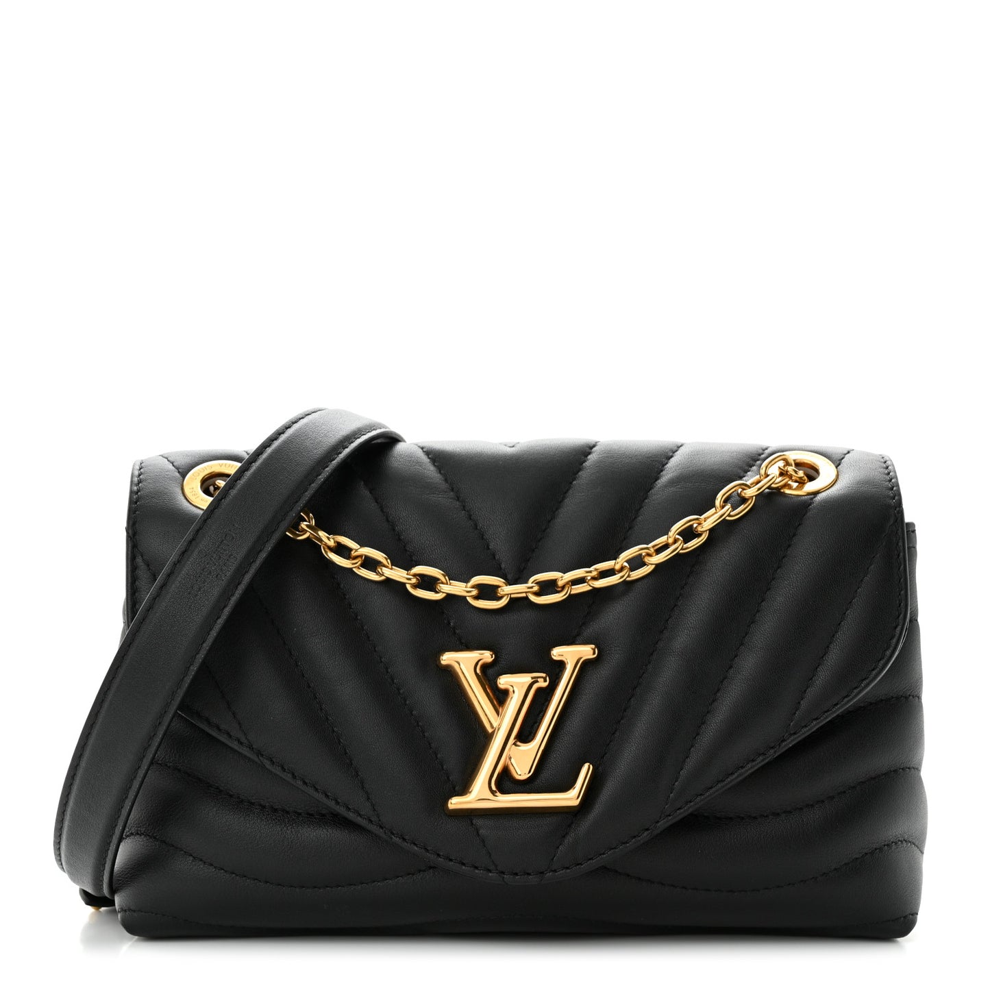 LOUIS VUITTON Calfskin New Wave Chain Bag MM NM Black