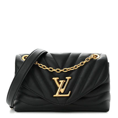 Louis Vuitton LOUIS VUITTON Calfskin New Wave Chain Bag MM NM Black 1 of 9