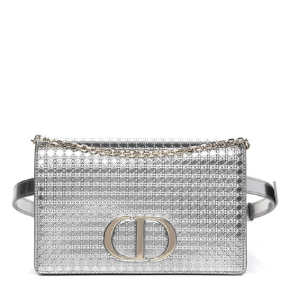 Christian Dior Metallic Patent Micro-Cannage 30 Montaigne 2 in 1 Pouch Silver 1 of 9