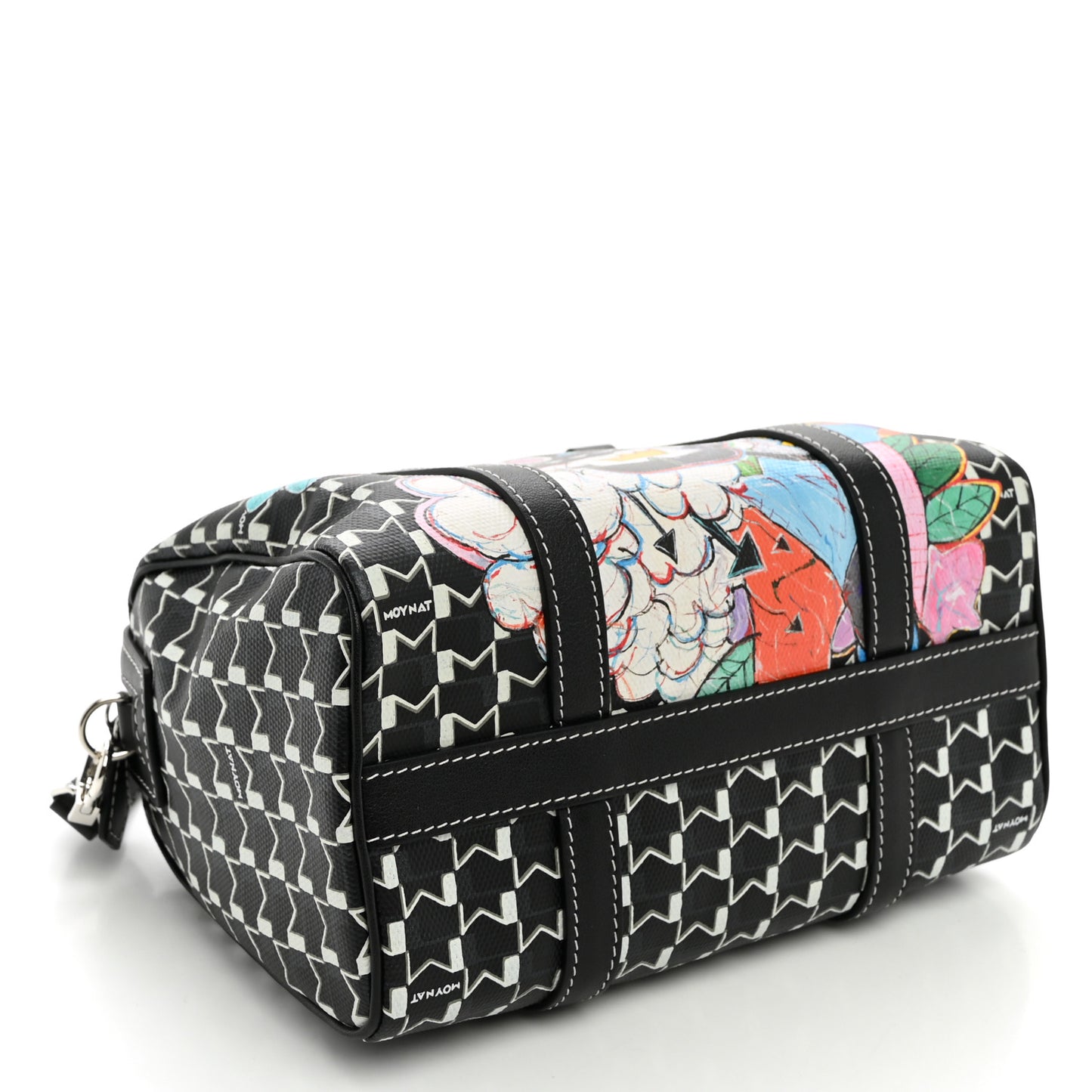 X KASING LUNG Calfskin Canvas M Labubu Boston Bag Black Multicolor