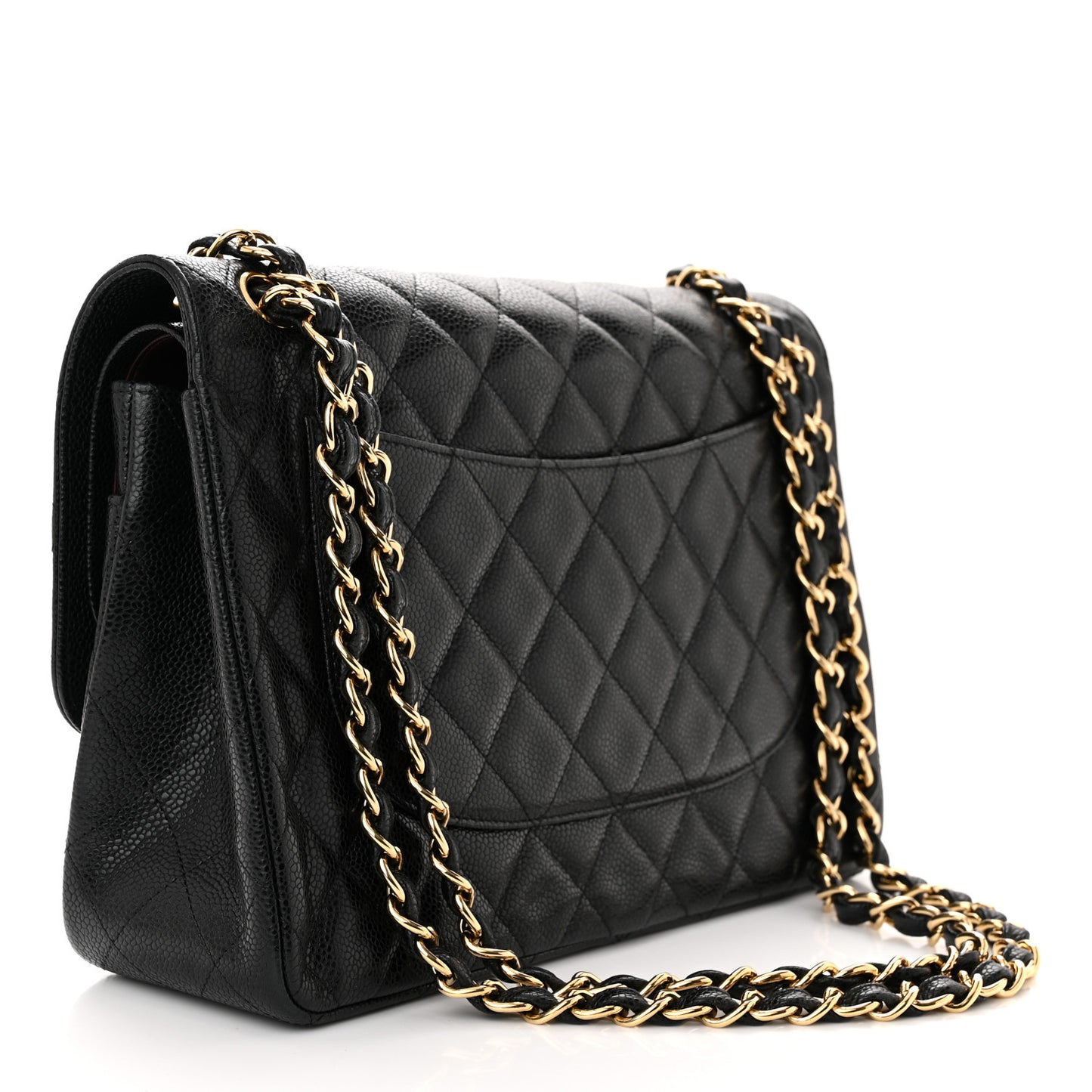 Caviar Quilted Jumbo Double Flap Black