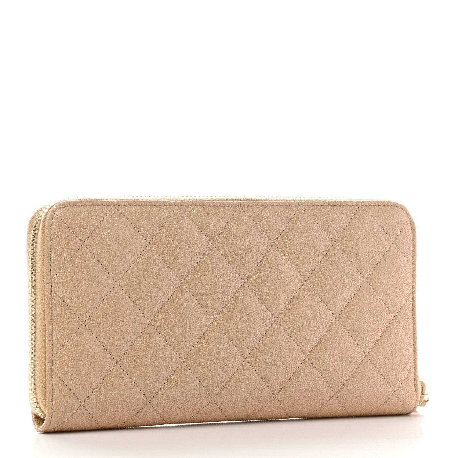 Chanel Iridescent Caviar Quilted Large Gusset Zip Around Wallet Beige Clair 3 of 10