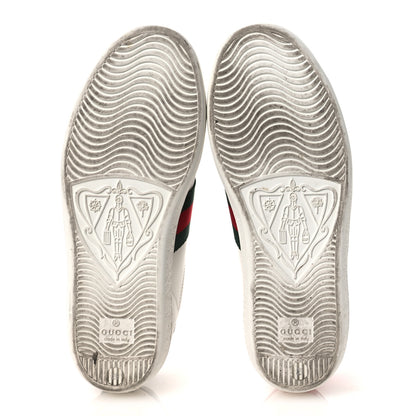 Gucci Calfskin Ayers Bee Embroidered Womens Ace Sneakers 35 White Green 7 of 12