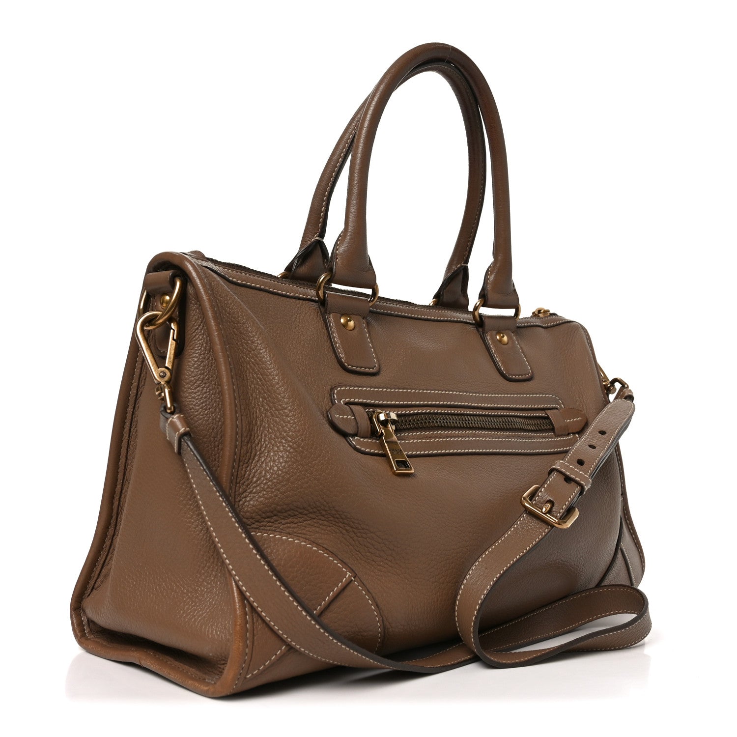 Prada Cervo Deerskin Shopping Satchel Visone 3 of 9