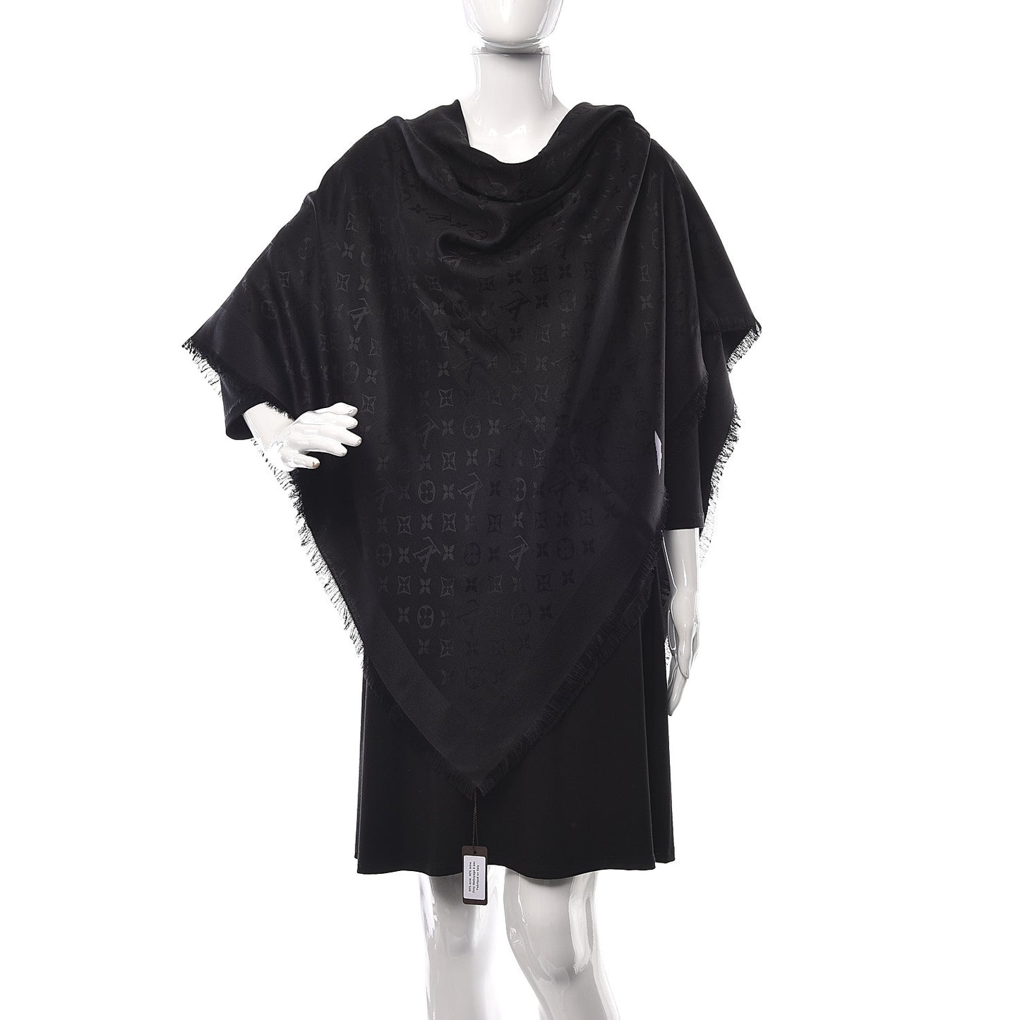 Silk Wool Monogram Shawl Black