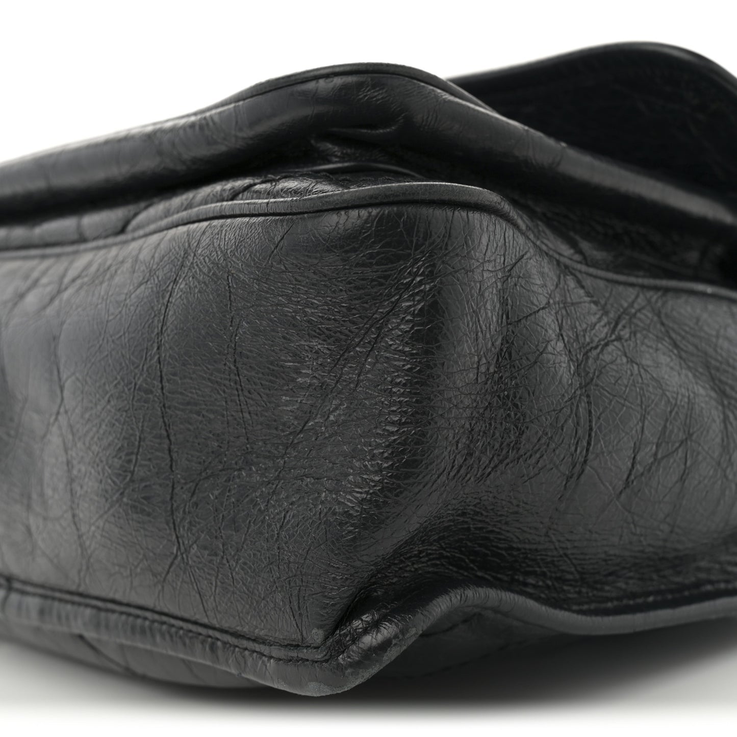 Crinkled Calfskin Matelasse Monogram Large Niki Chain Satchel Black