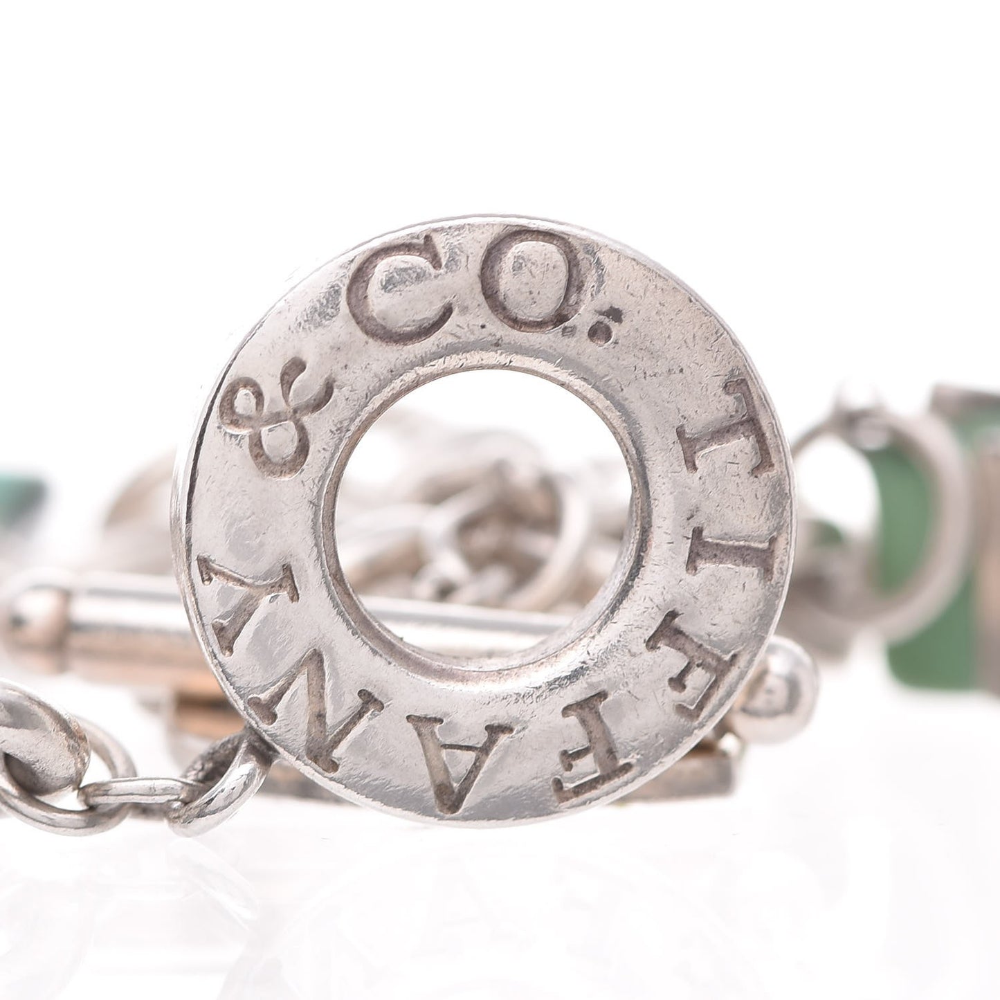 Sterling Silver Diamond Charm Toggle Bracelet
