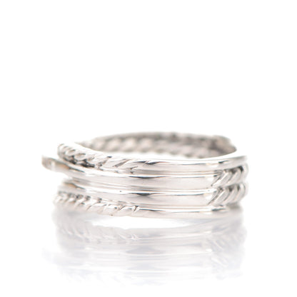 David Yurman Sterling Silver Diamond 7mm Crossover Ring 49 5 3 of 5