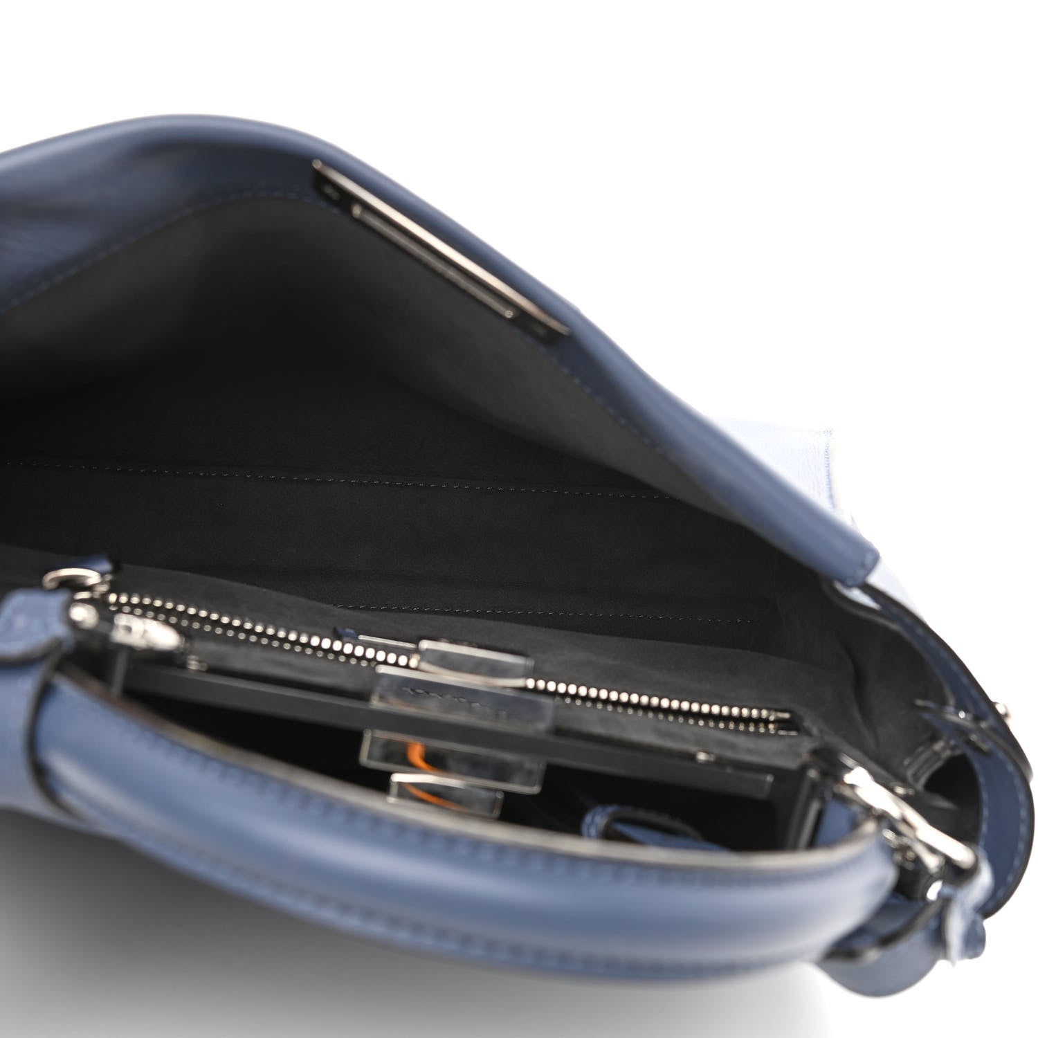 Fendi Calfskin Medium Peekaboo Iconic Satchel Blue 5 of 13