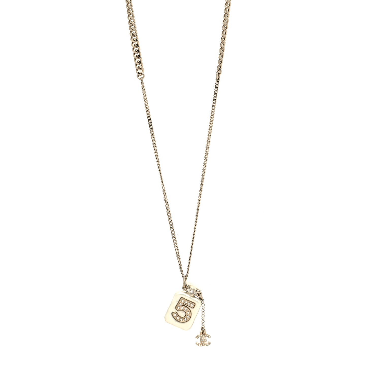 Resin Crystal CC No 5 Perfume Bottle Necklace