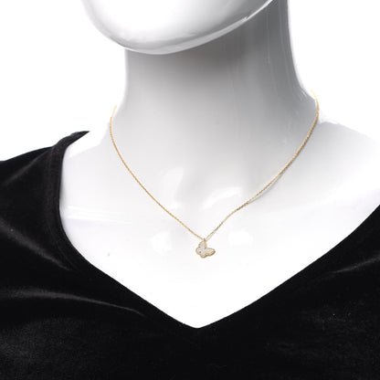 Van Cleef & Arpels 18K Yellow Gold Mother of Pearl Sweet Alhambra Butterfly Pendant Necklace 2 of 6