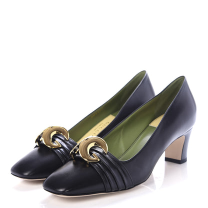 Gucci Malaga Kid Half Moon GG Square Toe Pumps 38 Black 3 of 11