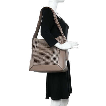 Stella McCartney Alter Nappa Perforated Braided Shoulder Bag Dark Beige 2 of 14