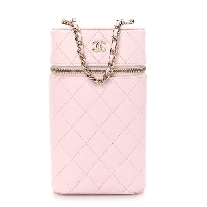 Chanel Caviar Quilted Phone Holder With Chain Light Pink 1 of 11