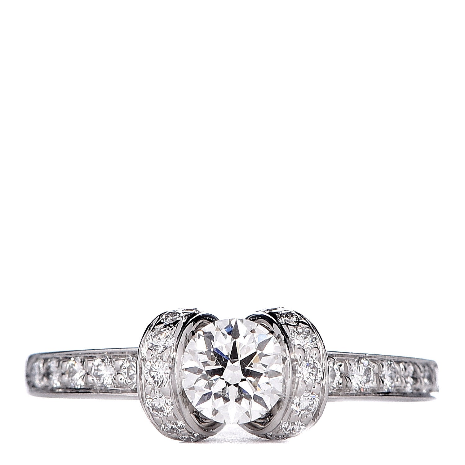 Tiffany Platinum Diamond .41ct Ribbon Engagement Ring 49 5 1 of 7