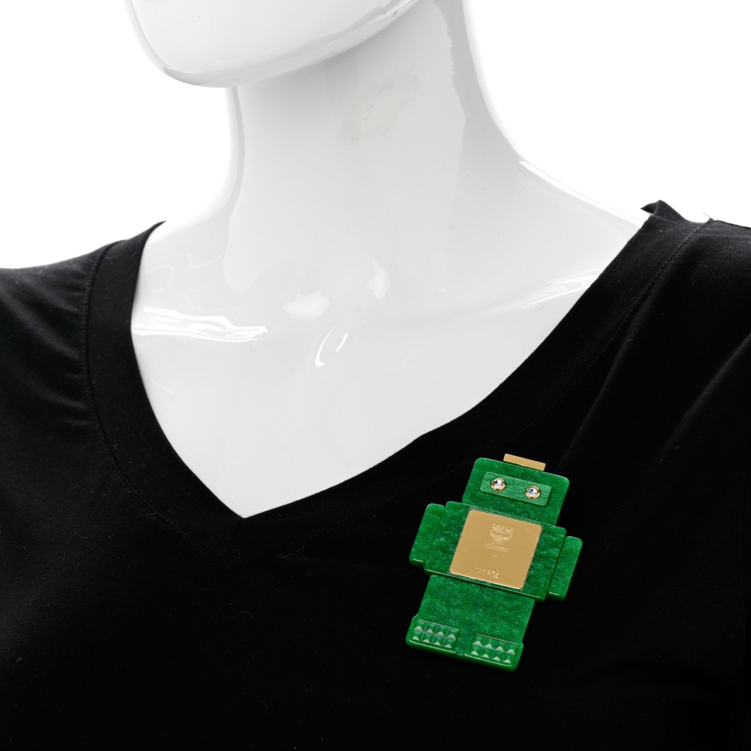 MCM Acetate Robot Brooch Green 2 of 5