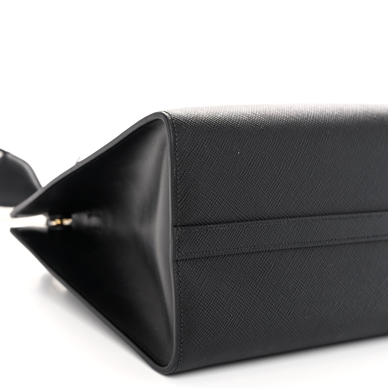 Prada Saffiano Cuir Calfskin Medium Monochrome Top Handle Tote Black 8 of 9