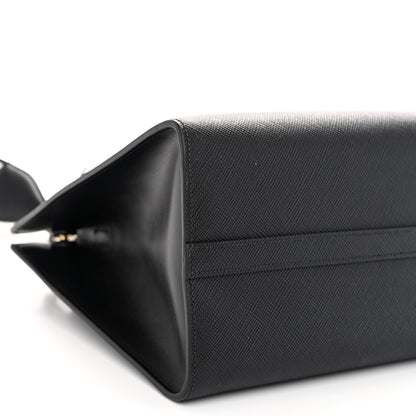 Prada Saffiano Cuir Calfskin Medium Monochrome Top Handle Tote Black 8 of 9