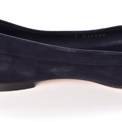 Chanel Kid Suede CC Flats 37.5 Navy 13 of 15