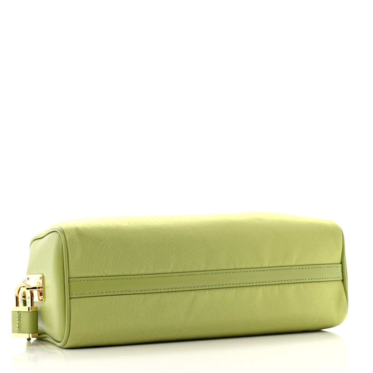 Re-Nylon Vitello Medium Top Handle Bag With Padlock Lawn Green